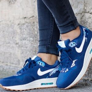 NIKE Air Max 1 Print Midnight Navy Aloha Women Size 8.5